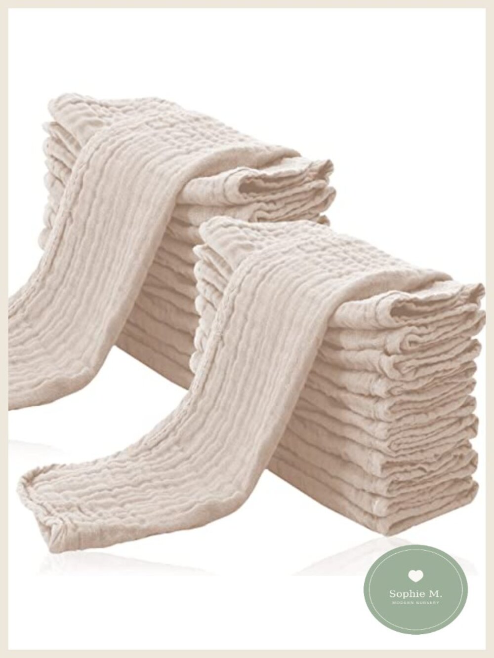 24 Pack 100% Cotton Muslin Burp Cloths Baby Washcloths Large 20x10 Absorbent